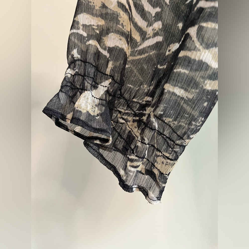 Cache Sheer Grey And Black Beaded Blouse - image 2